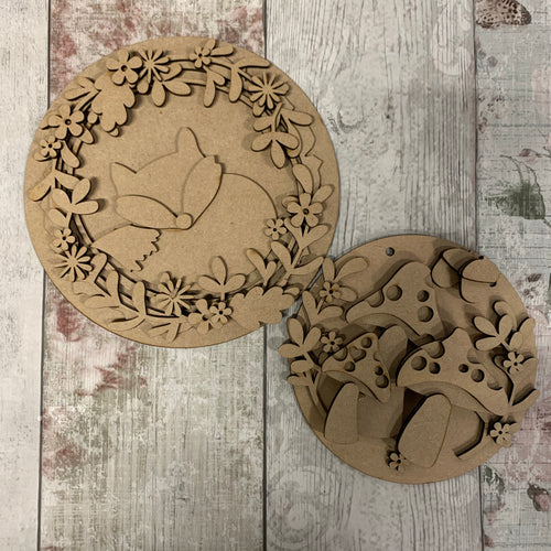 OL371 - MDF Sleeping Fox Set - Olifantjie - Wooden - MDF - Lasercut - Blank - Craft - Kit - Mixed Media - UK