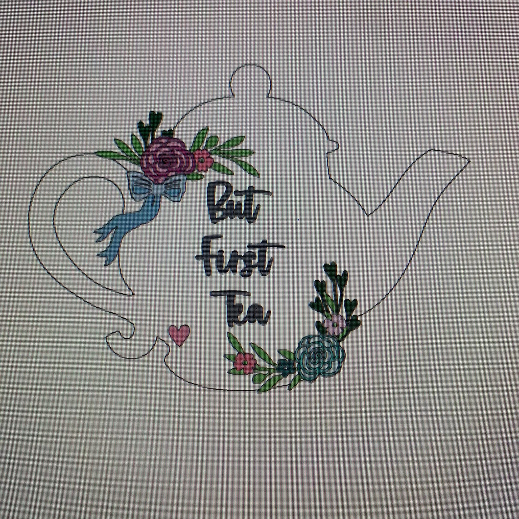 Sale OL698 - MDF Personalised (upto 3 lines) Large Floral Traditional Teapot - Pretty floral - Olifantjie - Wooden - MDF - Lasercut - Blank - Craft - Kit - Mixed Media - UK