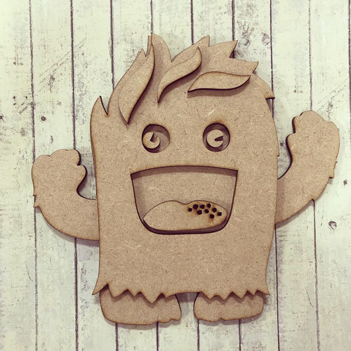 SJ143 - MDF Cute Fluffy Monster - Olifantjie - Wooden - MDF - Lasercut - Blank - Craft - Kit - Mixed Media - UK