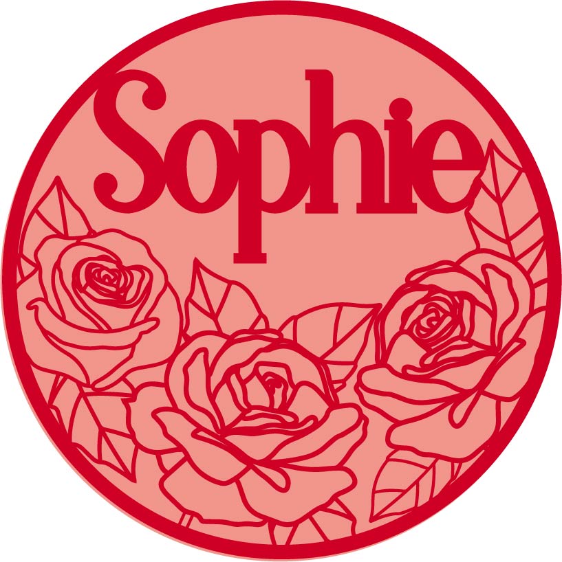 OL1014 - MDF Personalised Circle Plaque - Rose Theme - Olifantjie - Wooden - MDF - Lasercut - Blank - Craft - Kit - Mixed Media - UK