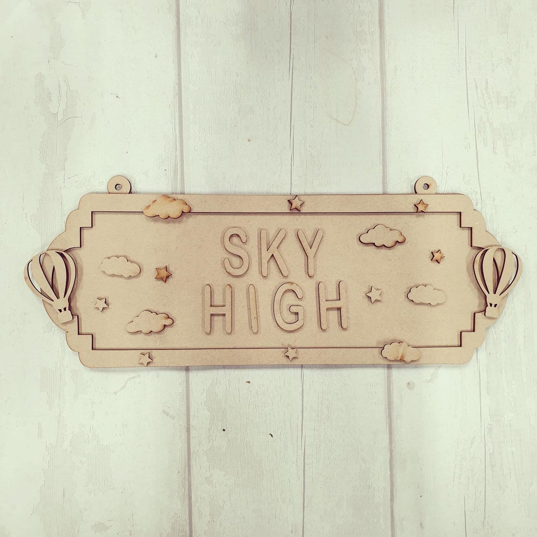 SS108 - MDF Hot Air Balloon Themed Personalised Double Height Street Sign - Olifantjie - Wooden - MDF - Lasercut - Blank - Craft - Kit - Mixed Media - UK