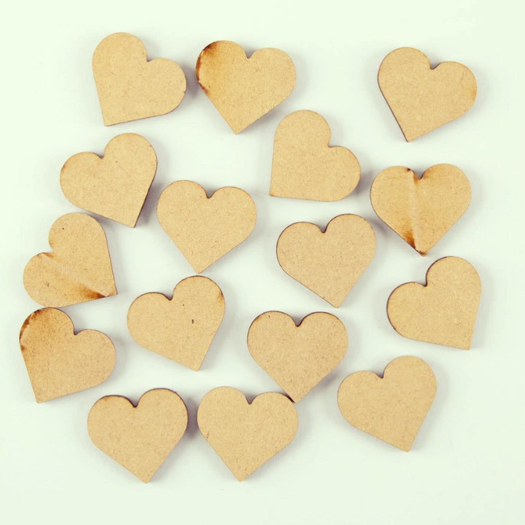AO003 - 16 - 3cm Hearts - no hole - Olifantjie - Wooden - MDF - Lasercut - Blank - Craft - Kit - Mixed Media - UK