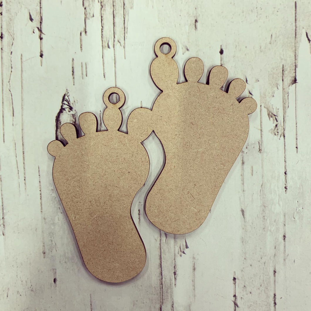 Sale OL322 - MDF Foot Prints Hanging Bauble optional joined and holes - Olifantjie - Wooden - MDF - Lasercut - Blank - Craft - Kit - Mixed Media - UK