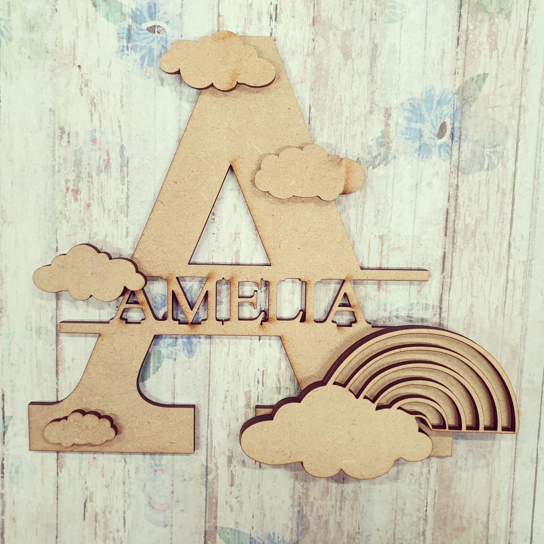 FL014 - Rainbow MDF Personalised Split Letter - Olifantjie - Wooden - MDF - Lasercut - Blank - Craft - Kit - Mixed Media - UK