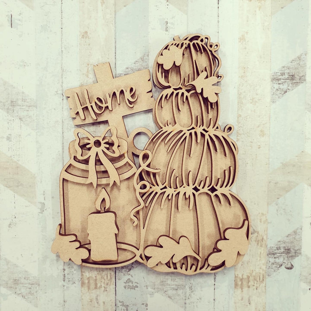 SJ348 - MDF Sarah Jane Layered Pumpkin Candle Lantern Ornate Bauble - Olifantjie - Wooden - MDF - Lasercut - Blank - Craft - Kit - Mixed Media - UK
