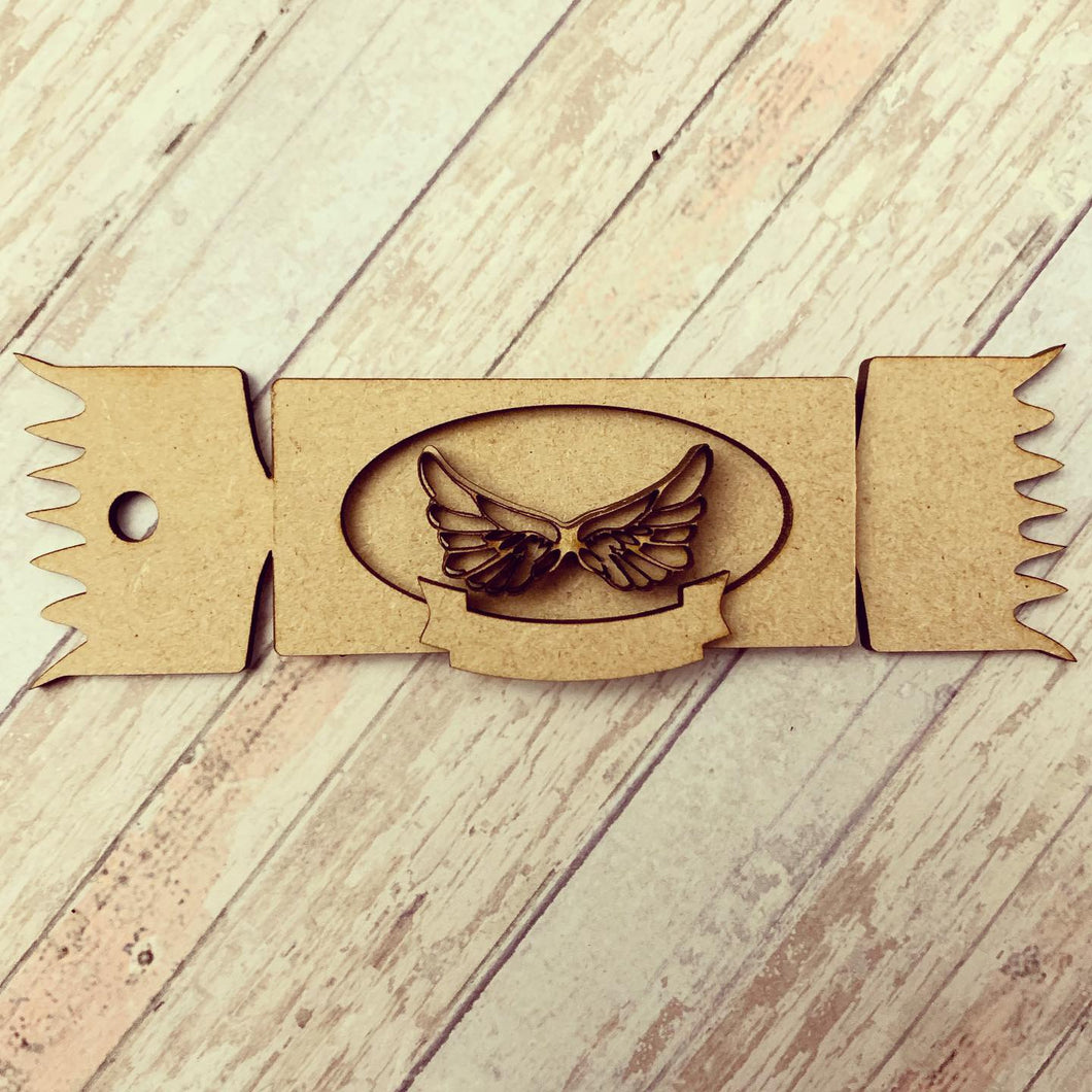 CH201 - MDF Cracker Choice Hanging - Angel wings - Olifantjie - Wooden - MDF - Lasercut - Blank - Craft - Kit - Mixed Media - UK
