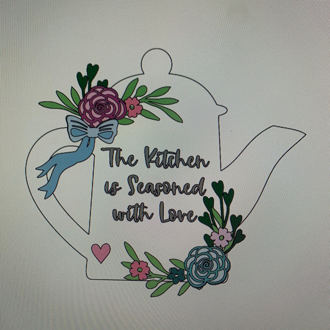 Sale OL695 - MDF Personalised (upto 3 lines) Large Floral Tall Teapot - Pretty floral - Olifantjie - Wooden - MDF - Lasercut - Blank - Craft - Kit - Mixed Media - UK