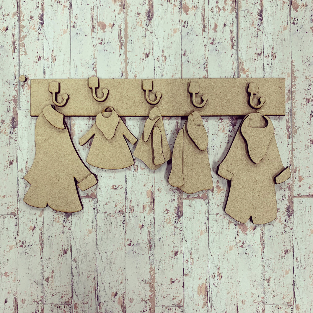 FA013 - MDF Family Coats Kit - Olifantjie - Wooden - MDF - Lasercut - Blank - Craft - Kit - Mixed Media - UK