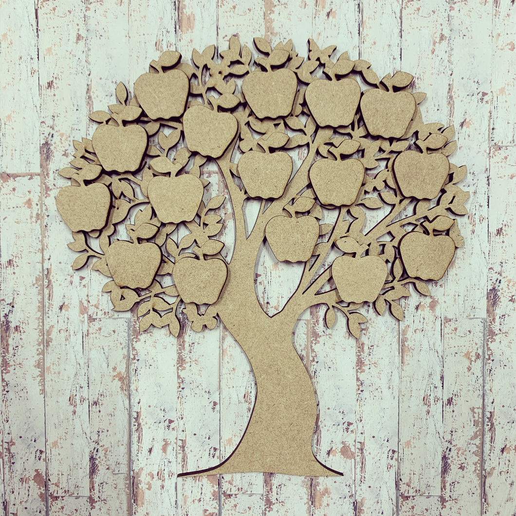 OL296 - MDF Family Tree with Apples - Olifantjie - Wooden - MDF - Lasercut - Blank - Craft - Kit - Mixed Media - UK
