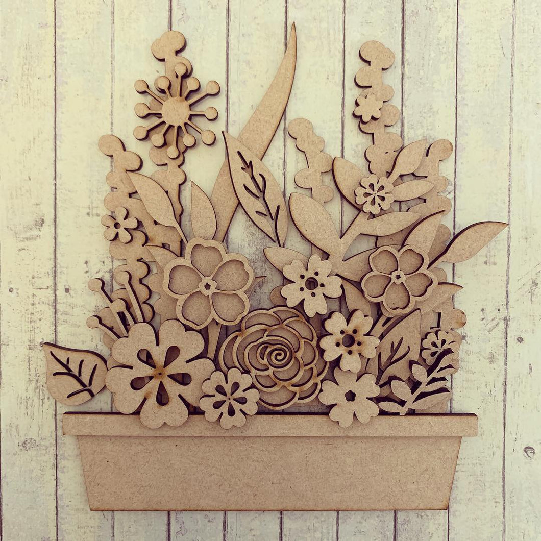 OL289 - MDF Full Flower Box Kit - Olifantjie - Wooden - MDF - Lasercut - Blank - Craft - Kit - Mixed Media - UK