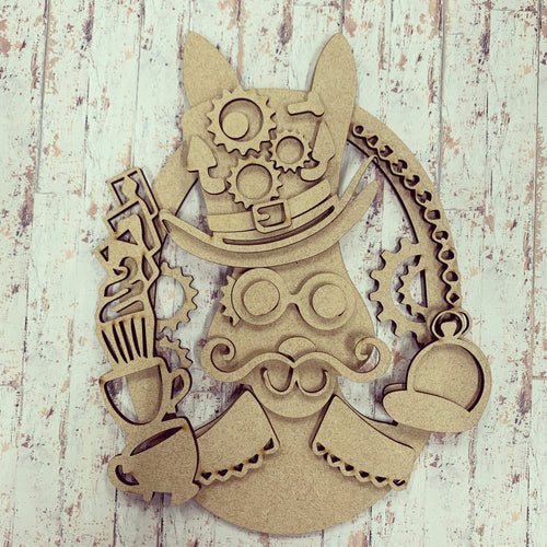 SJ151 - MDF Crazy White Rabbit Madhatter Steampunk Kit - Olifantjie - Wooden - MDF - Lasercut - Blank - Craft - Kit - Mixed Media - UK