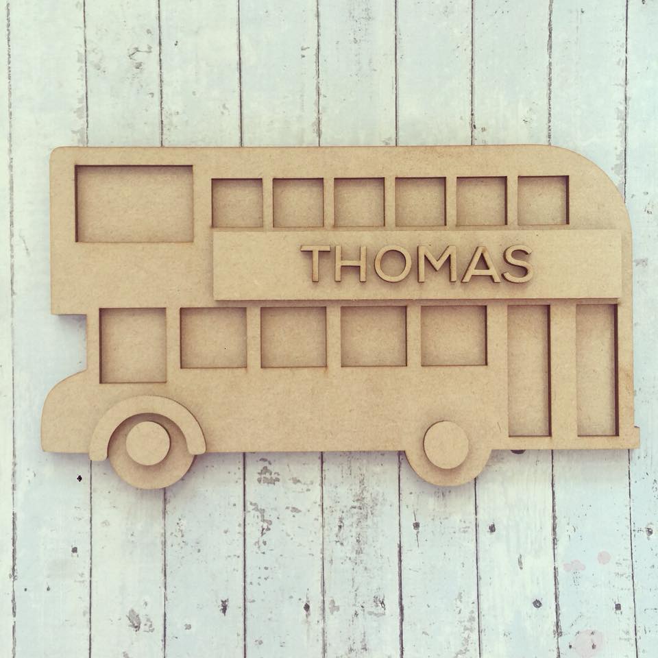 Sale OL245 - MDF Double Decker Bus Hanging - Olifantjie - Wooden - MDF - Lasercut - Blank - Craft - Kit - Mixed Media - UK