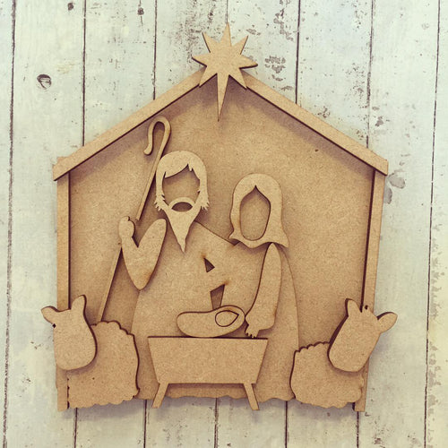 SJ066 - MDF Christmas Nativity Scene - Olifantjie - Wooden - MDF - Lasercut - Blank - Craft - Kit - Mixed Media - UK