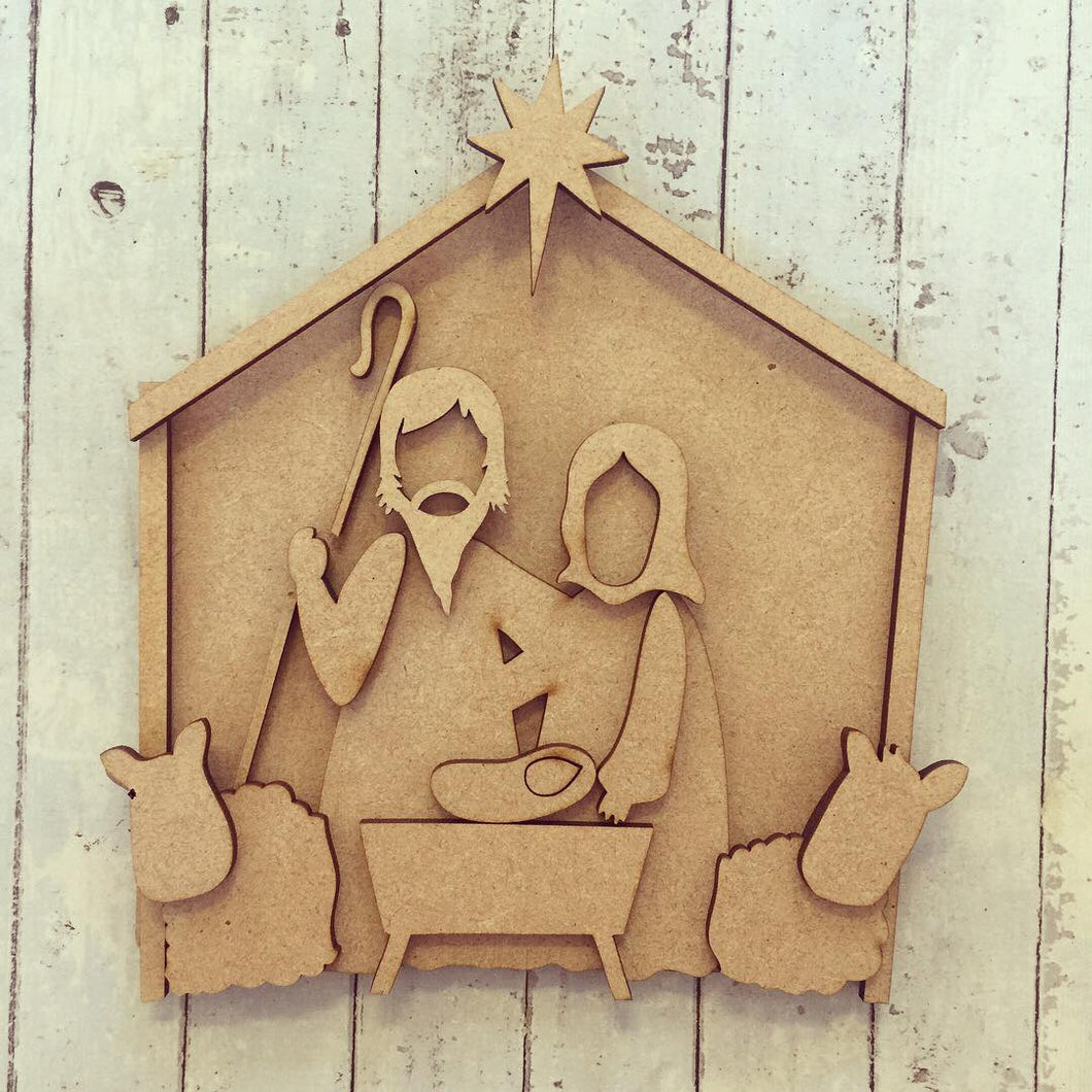 SJ066 - MDF Christmas Nativity Scene - Olifantjie - Wooden - MDF - Lasercut - Blank - Craft - Kit - Mixed Media - UK