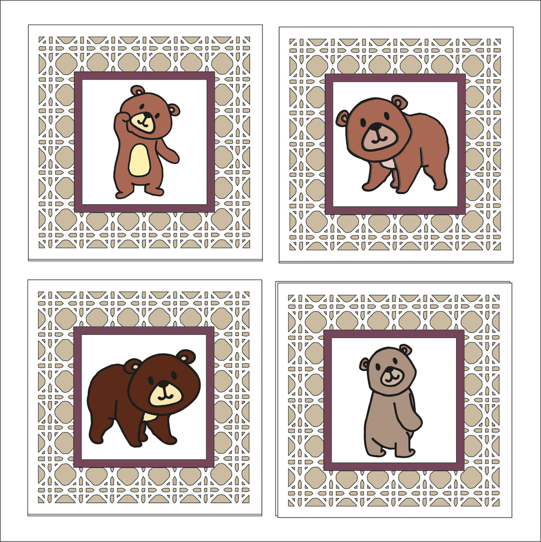OL1835 - MDF set 4 rattan effect plaques - Tribal Doodle - Set 4 - Olifantjie - Wooden - MDF - Lasercut - Blank - Craft - Kit - Mixed Media - UK