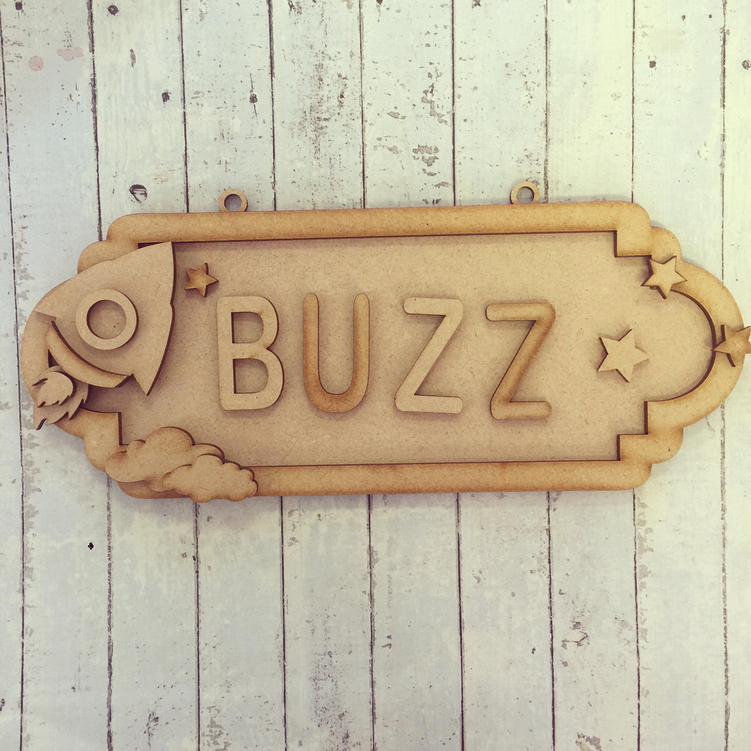 SS047 - MDF Rocket Personalised Street Sign - Medium (8 letters) - Olifantjie - Wooden - MDF - Lasercut - Blank - Craft - Kit - Mixed Media - UK