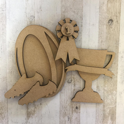 SJ059 - MDF Rugby Themed Kit - Olifantjie - Wooden - MDF - Lasercut - Blank - Craft - Kit - Mixed Media - UK