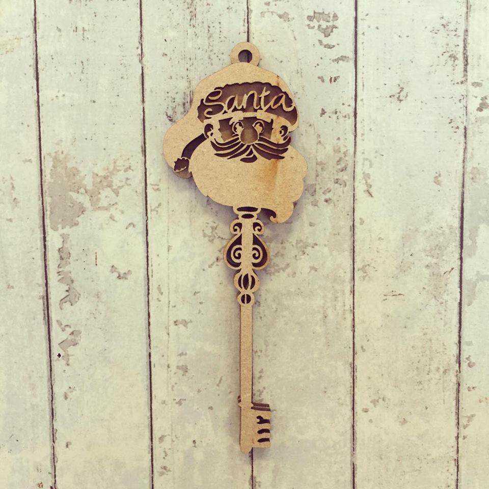 SJ074 - MDF Santa Key - Two Sizes Available - Olifantjie - Wooden - MDF - Lasercut - Blank - Craft - Kit - Mixed Media - UK