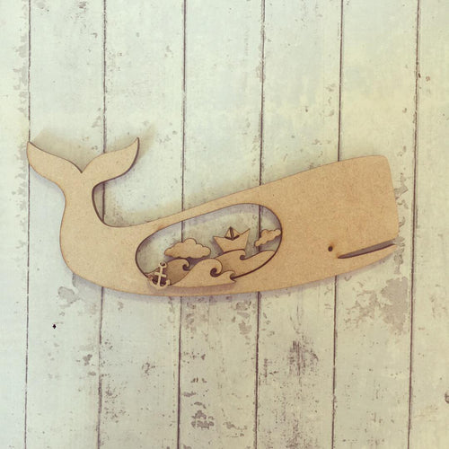 SJ052 - MDF Magical Whale Nautical Craft Set - Olifantjie - Wooden - MDF - Lasercut - Blank - Craft - Kit - Mixed Media - UK