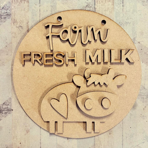 NO129 - MDF Fresh milk cow Hanging Sign - Olifantjie - Wooden - MDF - Lasercut - Blank - Craft - Kit - Mixed Media - UK