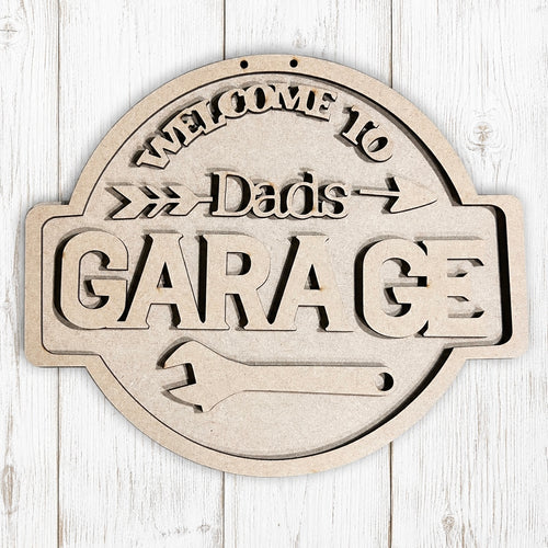 NO879 - MDF Large Dads Garage Sign - Olifantjie - Wooden - MDF - Lasercut - Blank - Craft - Kit - Mixed Media - UK