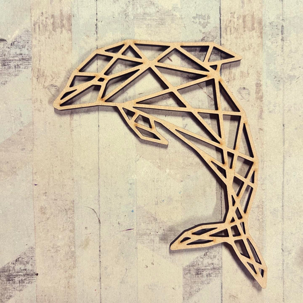 OL5243 - Dolphin Geometric shape (optional backing) - Olifantjie - Wooden - MDF - Lasercut - Blank - Craft - Kit - Mixed Media - UK