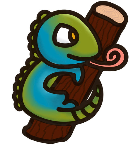 OL4541 - MDF Doodle Cute Animal Hanging Reptile - Chameleon - Olifantjie - Wooden - MDF - Lasercut - Blank - Craft - Kit - Mixed Media - UK