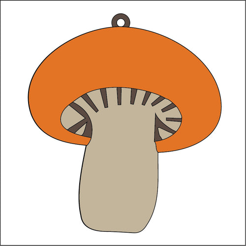 OL5122 - MDF Mushroom D hanging Bauble - Olifantjie - Wooden - MDF - Lasercut - Blank - Craft - Kit - Mixed Media - UK