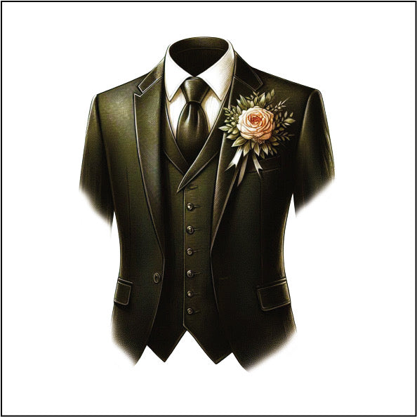 UV416 - UVDTF - Wedding Event Prom Theme - Suit Waistcoat style 9 - Olifantjie - Wooden - MDF - Lasercut - Blank - Craft - Kit - Mixed Media - UK