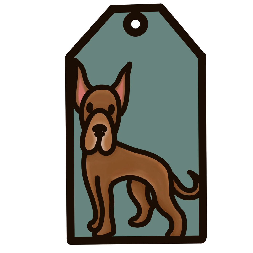 OL4966 - MDF Doodle Dog Tag Hanging - Great Dane - Olifantjie - Wooden - MDF - Lasercut - Blank - Craft - Kit - Mixed Media - UK