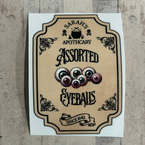 UV384 - UVDTF - DECAL ONLY - Personalised Vintage Style Potion Bottle Label - Mixed sizes - Assorted Eyeballs - Olifantjie - Wooden - MDF - Lasercut - Blank - Craft - Kit - Mixed Media - UK