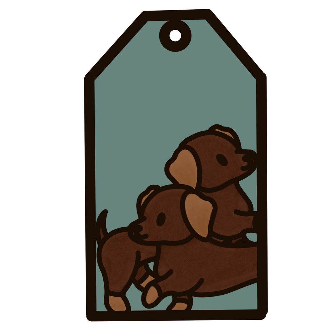 OL4962 - MDF Doodle Dog Tag Hanging - Dachshund Sausage - Olifantjie - Wooden - MDF - Lasercut - Blank - Craft - Kit - Mixed Media - UK