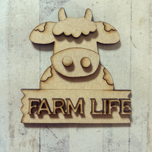 NO010 - MDF Magnet Size Farm Life Cow - Olifantjie - Wooden - MDF - Lasercut - Blank - Craft - Kit - Mixed Media - UK