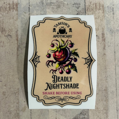 UV383 - UVDTF - DECAL ONLY - Personalised Vintage Style Potion Bottle Label - Mixed sizes - Deadly Nightshade 2 - Olifantjie - Wooden - MDF - Lasercut - Blank - Craft - Kit - Mixed Media - UK