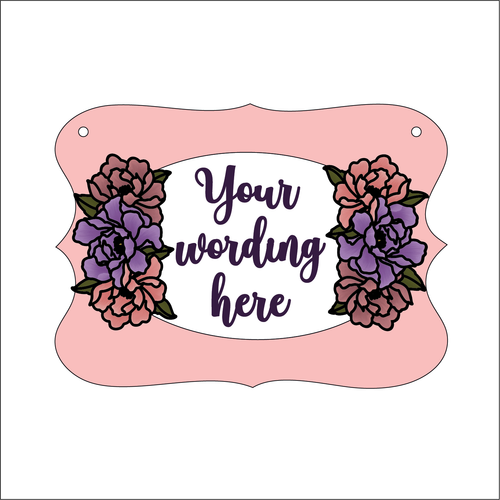 OP135 - MDF Floral Flower style 2 Themed Personalised Plaque - Olifantjie - Wooden - MDF - Lasercut - Blank - Craft - Kit - Mixed Media - UK