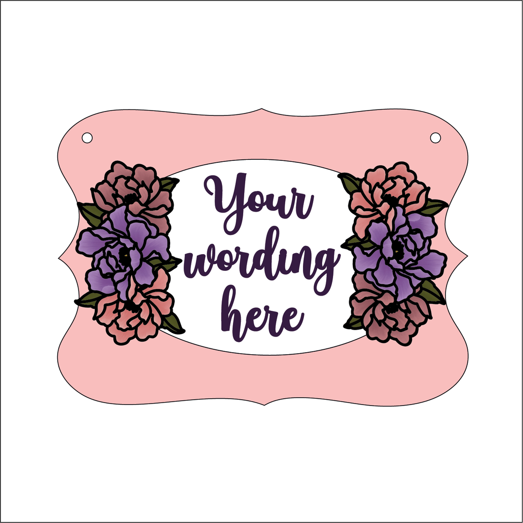 OP135 - MDF Floral Flower style 2 Themed Personalised Plaque - Olifantjie - Wooden - MDF - Lasercut - Blank - Craft - Kit - Mixed Media - UK