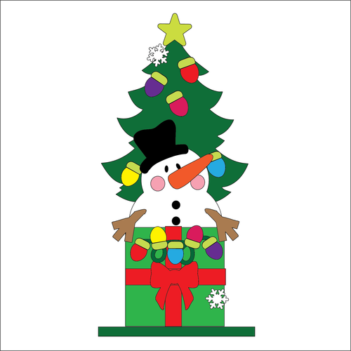 OL5392 - MDF Christmas Lights Tree Stacker Freestanding Kit - Snowman - Olifantjie - Wooden - MDF - Lasercut - Blank - Craft - Kit - Mixed Media - UK