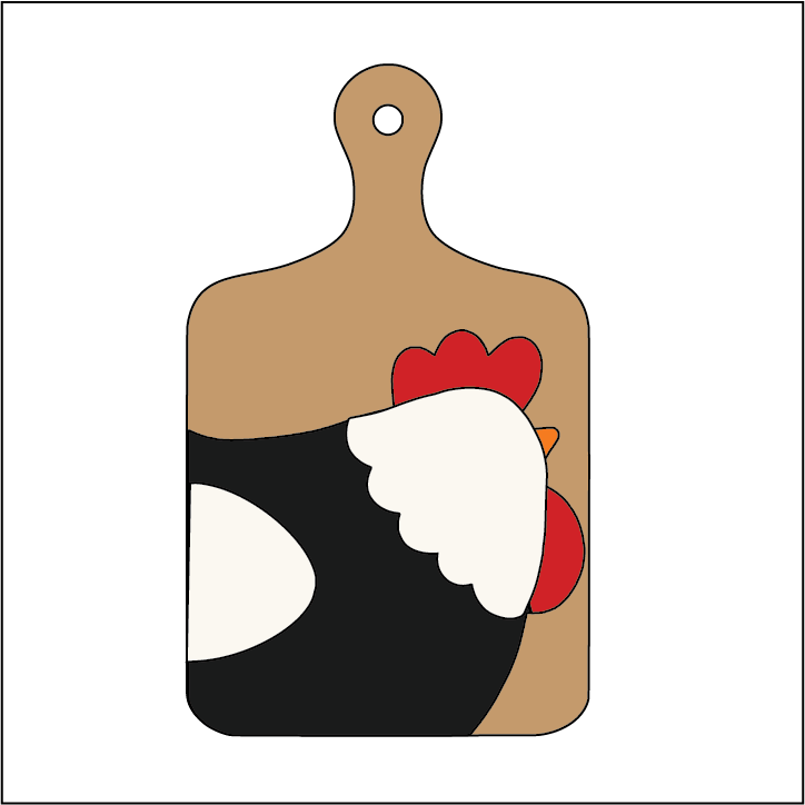 NO691 - MDF Magnet Size 8cm Chicken Chopping Board Style 2 - Olifantjie - Wooden - MDF - Lasercut - Blank - Craft - Kit - Mixed Media - UK