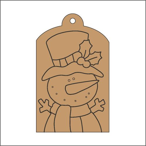 NO240 - MDF 2 Sizes  Christmas Hanging Bauble - Engraved Christmas Tag - Snowman 1 - Olifantjie - Wooden - MDF - Lasercut - Blank - Craft - Kit - Mixed Media - UK