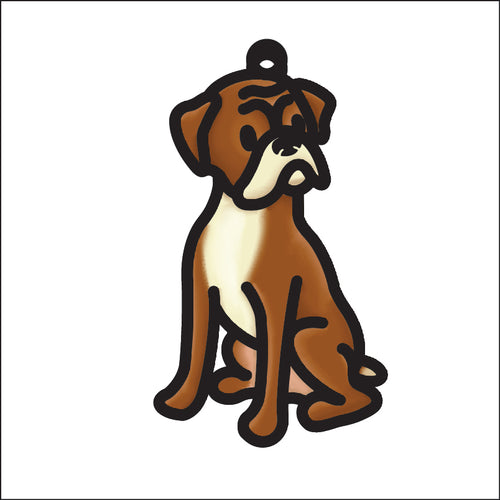 OL4986 - MDF Doodle Cute Dog Animal Hanging Pets  - Boxer - Olifantjie - Wooden - MDF - Lasercut - Blank - Craft - Kit - Mixed Media - UK