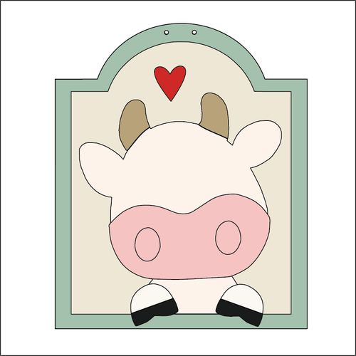 NO692 - MDF 15cm Cow Sign - Olifantjie - Wooden - MDF - Lasercut - Blank - Craft - Kit - Mixed Media - UK