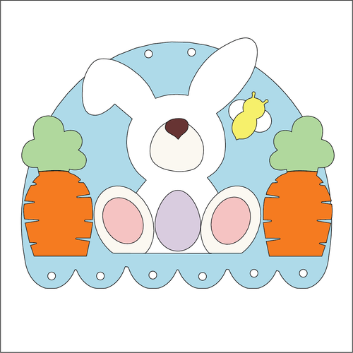 NO676 - MDF Large Easter Bunny Macramé or Windchime Hanging Plaque Scene - Olifantjie - Wooden - MDF - Lasercut - Blank - Craft - Kit - Mixed Media - UK