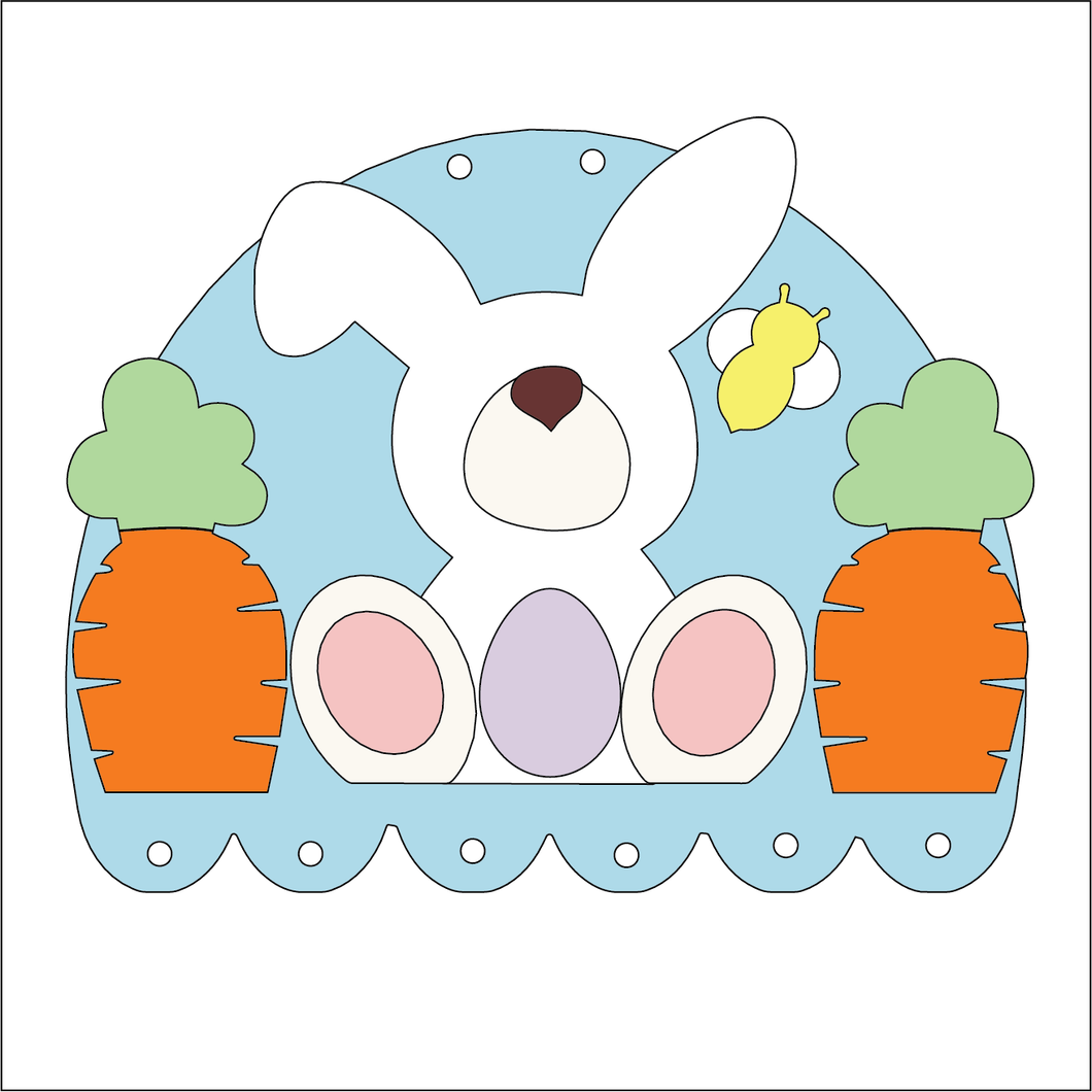 NO676 - MDF Large Easter Bunny Macramé or Windchime Hanging Plaque Scene - Olifantjie - Wooden - MDF - Lasercut - Blank - Craft - Kit - Mixed Media - UK