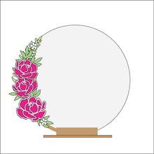 OL4339 - MDF Floral Circle - Freestanding or Hanging/no holes - Acrylic white, or clear or MDF Circle - Peonies - Olifantjie - Wooden - MDF - Lasercut - Blank - Craft - Kit - Mixed Media - UK