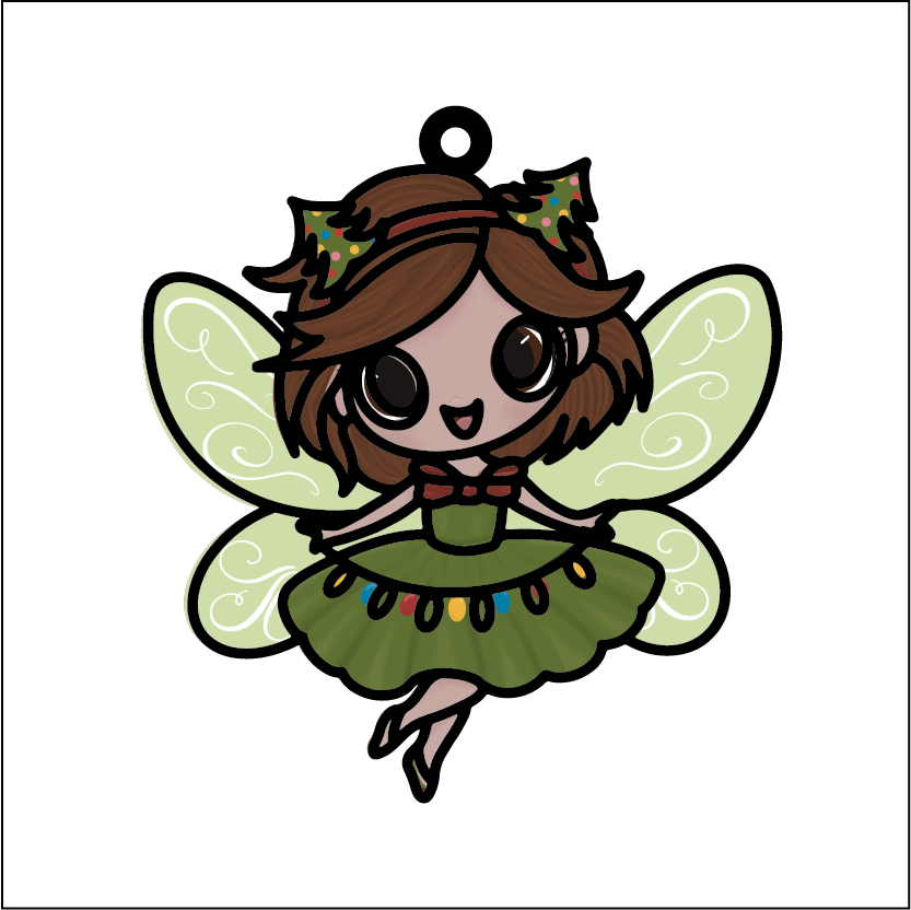 OL5531 - MDF Doodle Character Christmas Hanging Bauble - Tree Fairy - Olifantjie - Wooden - MDF - Lasercut - Blank - Craft - Kit - Mixed Media - UK