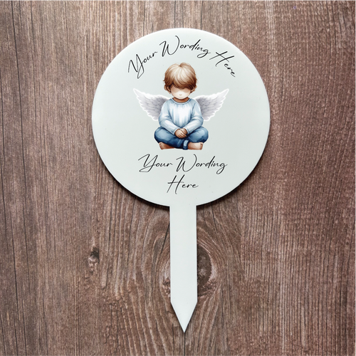 UV795 - Acrylic and UVDTF Personalised Grave /  Garden Marker - Angel 1 - Olifantjie - Wooden - MDF - Lasercut - Blank - Craft - Kit - Mixed Media - UK