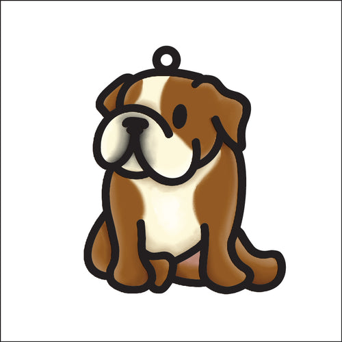 OL4989 - MDF Doodle Cute Dog Animal Hanging Pets  - Bulldog - Olifantjie - Wooden - MDF - Lasercut - Blank - Craft - Kit - Mixed Media - UK