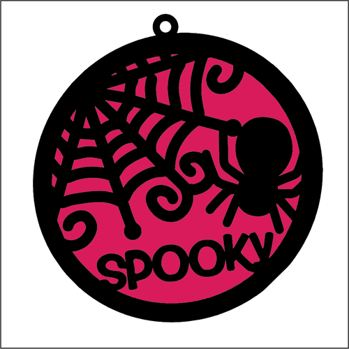 NO187- MDF 2 Sizes Halloween Autumn Spooky Spider Round Hanging - Olifantjie - Wooden - MDF - Lasercut - Blank - Craft - Kit - Mixed Media - UK