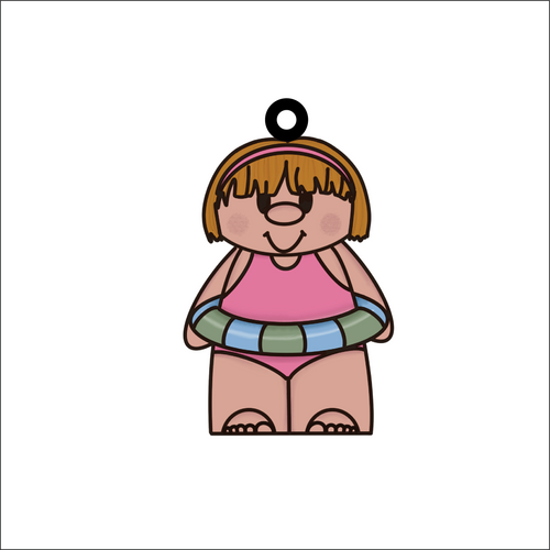 OL5155 - MDF Naïve Characters Seaside Holiday - Girl with Swim Ring - Olifantjie - Wooden - MDF - Lasercut - Blank - Craft - Kit - Mixed Media - UK