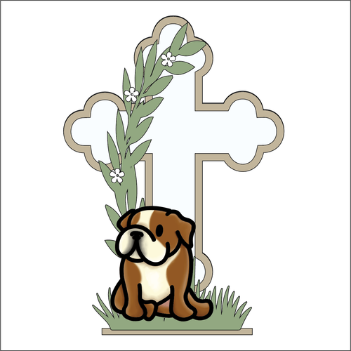 OL5000 - MDF and Acrylic Cross - Dog - Various Breeds - Freestanding or Hanging/no holes - Acrylic white, or clear or MDF Cross - Olifantjie - Wooden - MDF - Lasercut - Blank - Craft - Kit - Mixed Media - UK